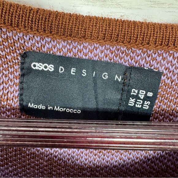 ASOS Abstract Swirl Print Knit Midi Sweater Sheath Dress Purple Brown 8 - Picture 11 of 14